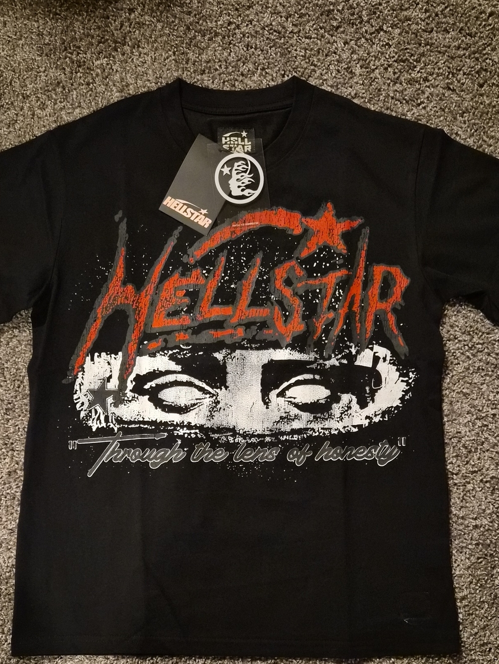 Hellstar Men’s Black Graphic Tee - 'Through the Lens of Honesty'